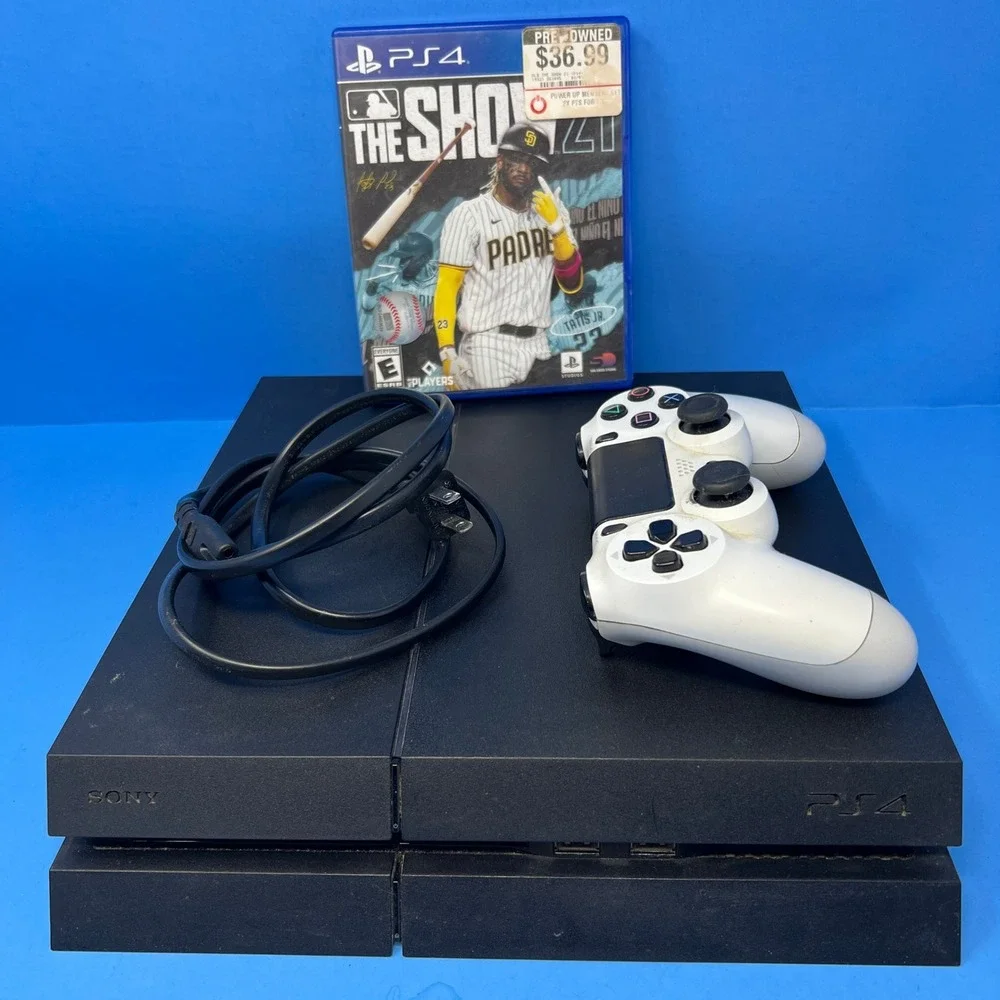 Sony PlayStation 4 500GB Black Console Bundle MLB The Show 21 White Controller